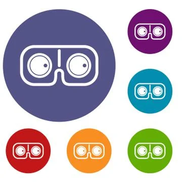 Game glasses icons set Stock Illustration