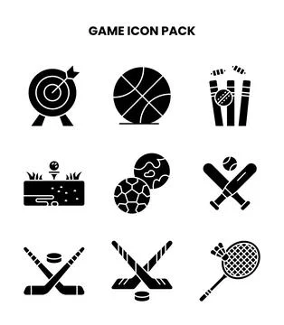 Game Glyph Bundle Icons Pack 库存插图
