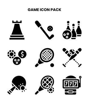 Game Glyph Bundle Icons Pack Stock Illustration