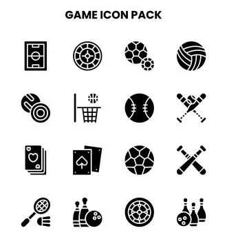Game Glyph UI Icons Pack Stock Illustration