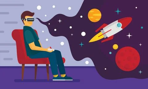 Game goggles concept background, flat style Stock Illustration