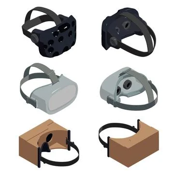 Game goggles icons set, isometric style Stock Illustration