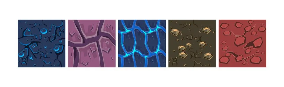 Game Ground Pattern and Land Top View Texture Vector Set イラスト素材
