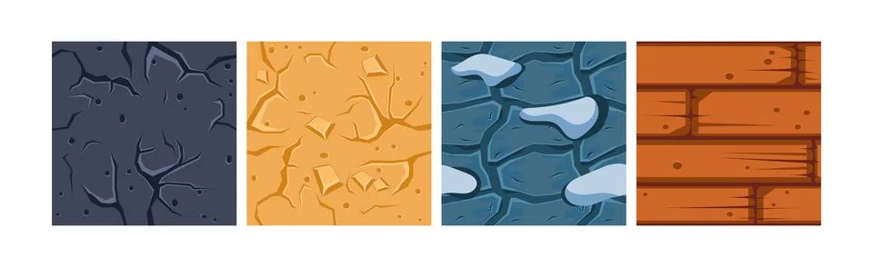 Game Ground Pattern and Land Top View Texture Vector Set イラスト素材