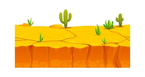 Game ground soil layer of desert stones and cactus Stock Illustration