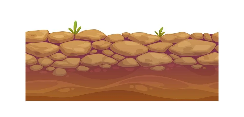 Game ground soil layer of desert sand and stones Stock Illustration