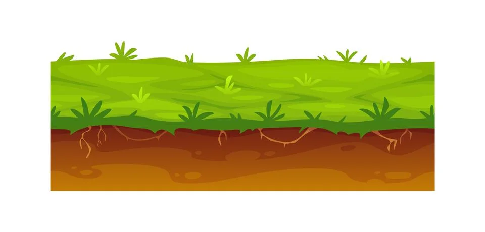 Game ground soil layer of grass, grassy surface Stock Illustration