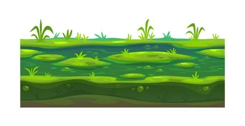 Game ground soil layers of grass and water Illustrazione stock