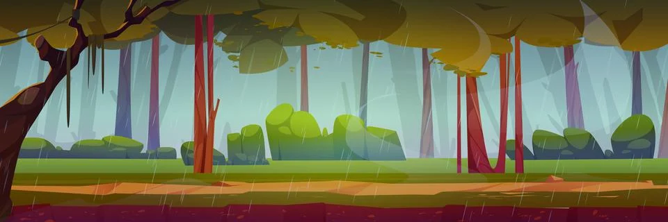 Game ground texture of forest in rain Stock Illustration