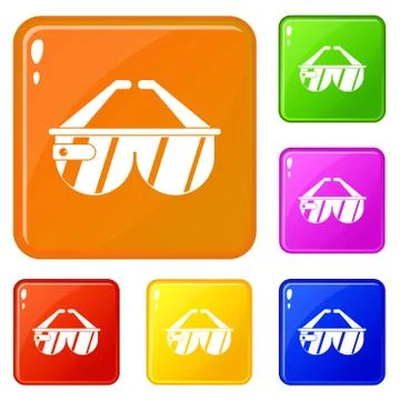 Game headset icons set vector color Illustrazione stock
