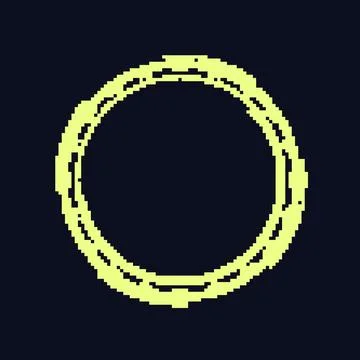 Game hud round frame pixel art vector illustration Stock Illustration