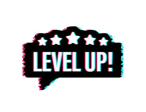 Game icon bonus. level up icon, new level logo. Glitch icon. Vector illustration Stock Illustration