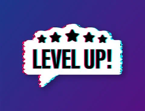 Game icon bonus. level up icon, new level logo. Glitch icon. Vector illustration Illustrazione stock