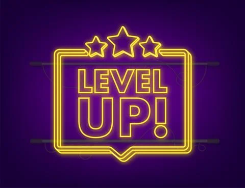 Game icon bonus. level up icon, new level logo. Neon icon. Vector illustration Stock Illustration
