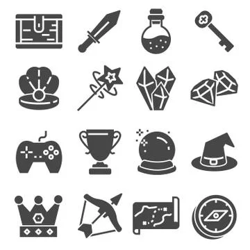 Game icon elements and items illustration. Collection icon design for game Stock Illustration