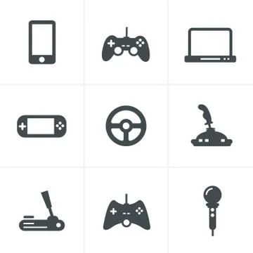 Game icons: vector set of gadget signs Illustrazione stock