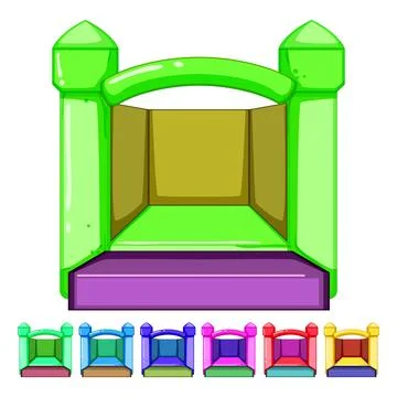Game inflatable castle cartoon vector graphic Illustration