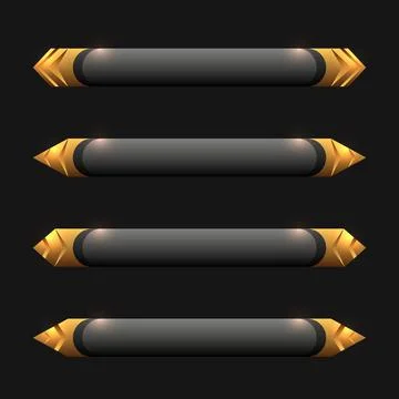 Game interface black and gold title banner ui buttons template Stock Illustration