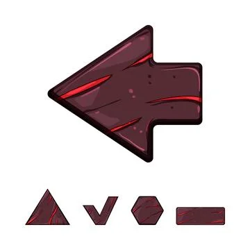 Game interface element with arrow and shapes Illustrazione stock