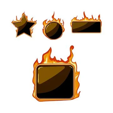 Game interface elements burning with intense fire effect Stockillustratie