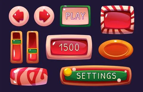 Game interface elements with candy styled design Stock Illustration