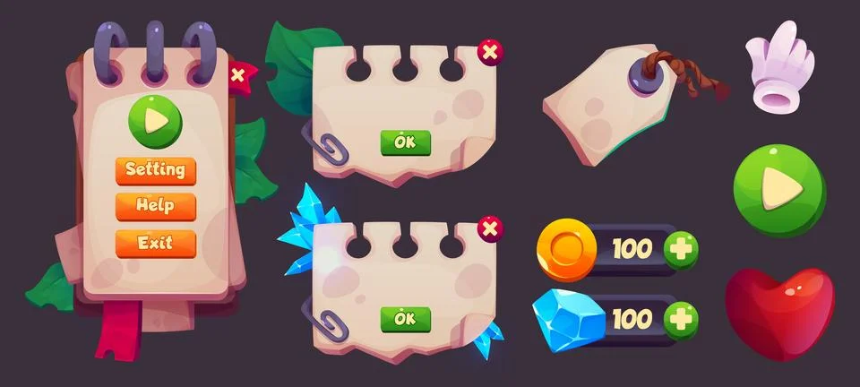 Game interface elements pack Stock Illustration