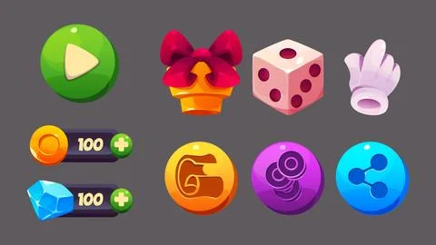 Game interface elements set Stock Illustration