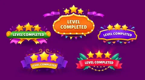 Game interface level complete icons with stars 스톡 일러스트