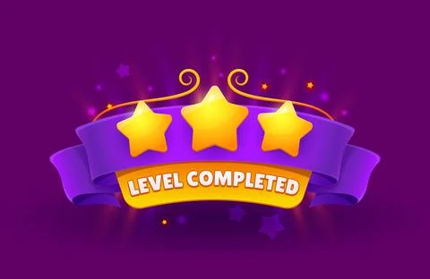 Game interface level completed icon with ribbon イラスト素材