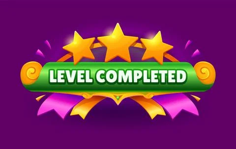 Game interface level completed icon with stars イラスト素材