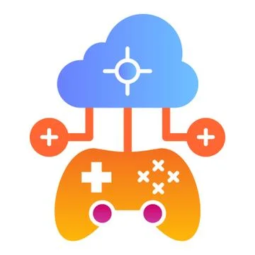 Game on internet flat icon. Cloud and gamepad vector illustration isolated on イラスト素材