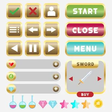 Game Item and Button Collection Stock Illustration