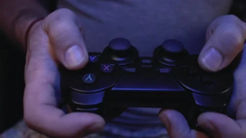 Game joystick, controller or joypad in hands close up, macro Stock Footage 231202635