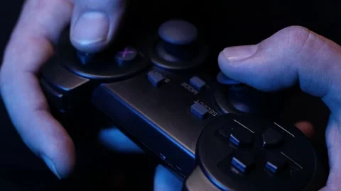 Game joystick, controller or joypad in hands close up, macro Stock Footage 231202729