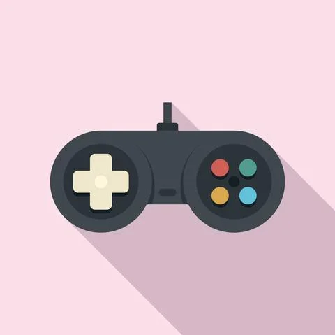 Game joystick icon flat vector. Gamepad control Stock Illustration