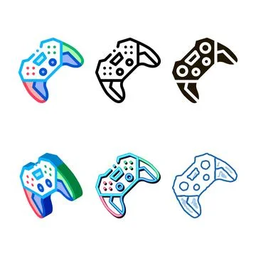 Game joystick icon vector simplified outline Stock Illustration