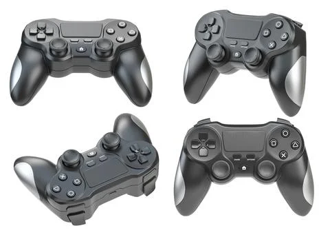 Game joystick or gaming controller isolated on white. Ilustração Stock