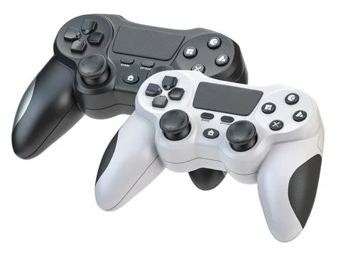 Game joystick or gaming controller isolated on white. Stock Photos
