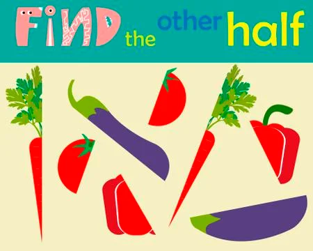 A game for kids to develop logic. Pick up the second half. Vector illustratio Stock Illustration