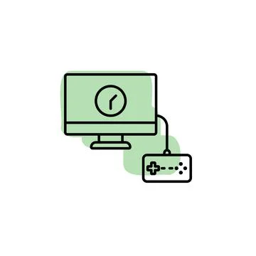 Game, lags, computer, game controller with color shadow vector icon in esport Illustrazione stock
