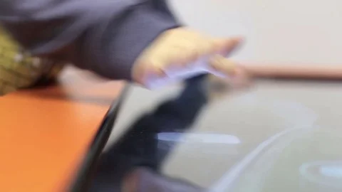 The game on the large touch screen Stock Footage 71870073