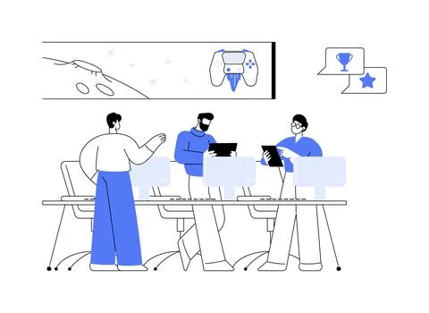 Game launch abstract concept vector illustration. Illustrazione stock