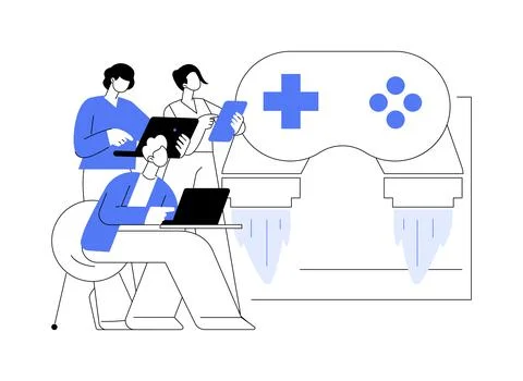 Game launch isolated cartoon vector illustrations. Stock Illustration