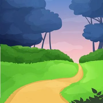 Game level background, magic road and fantasy landscape in cartoon style. road Stock Illustration