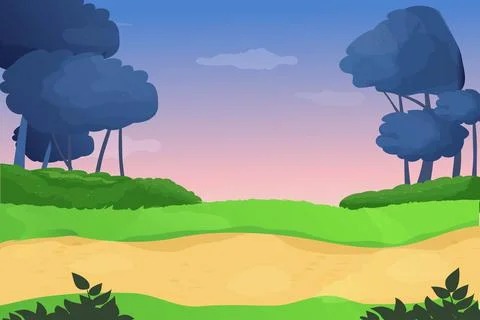 Game level background, magic road and fantasy landscape in cartoon style. road Illustrazione stock