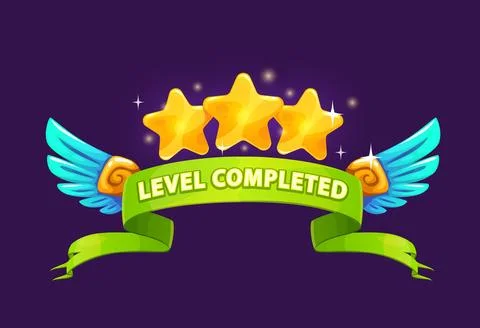 Game level complete badge or icon, vector ui asset Stock Illustration