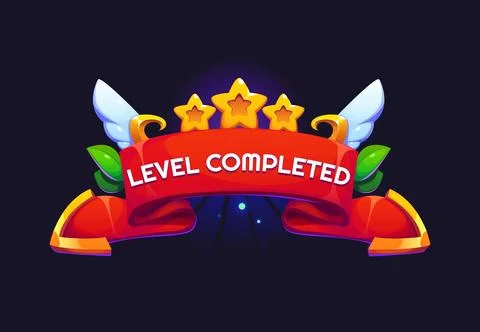 Game level completed badge for victory award asset Stock Illustration