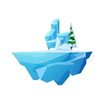 Game level platform, ice flying island, vector illustration on white Stock Illustration