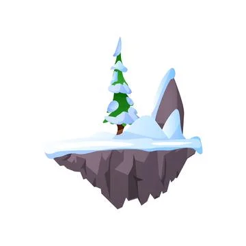 Game level platform with winter landscape, vector illustration on white Stock Illustration