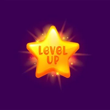 Game level up reward star, rate icon, award badge Stock Illustration